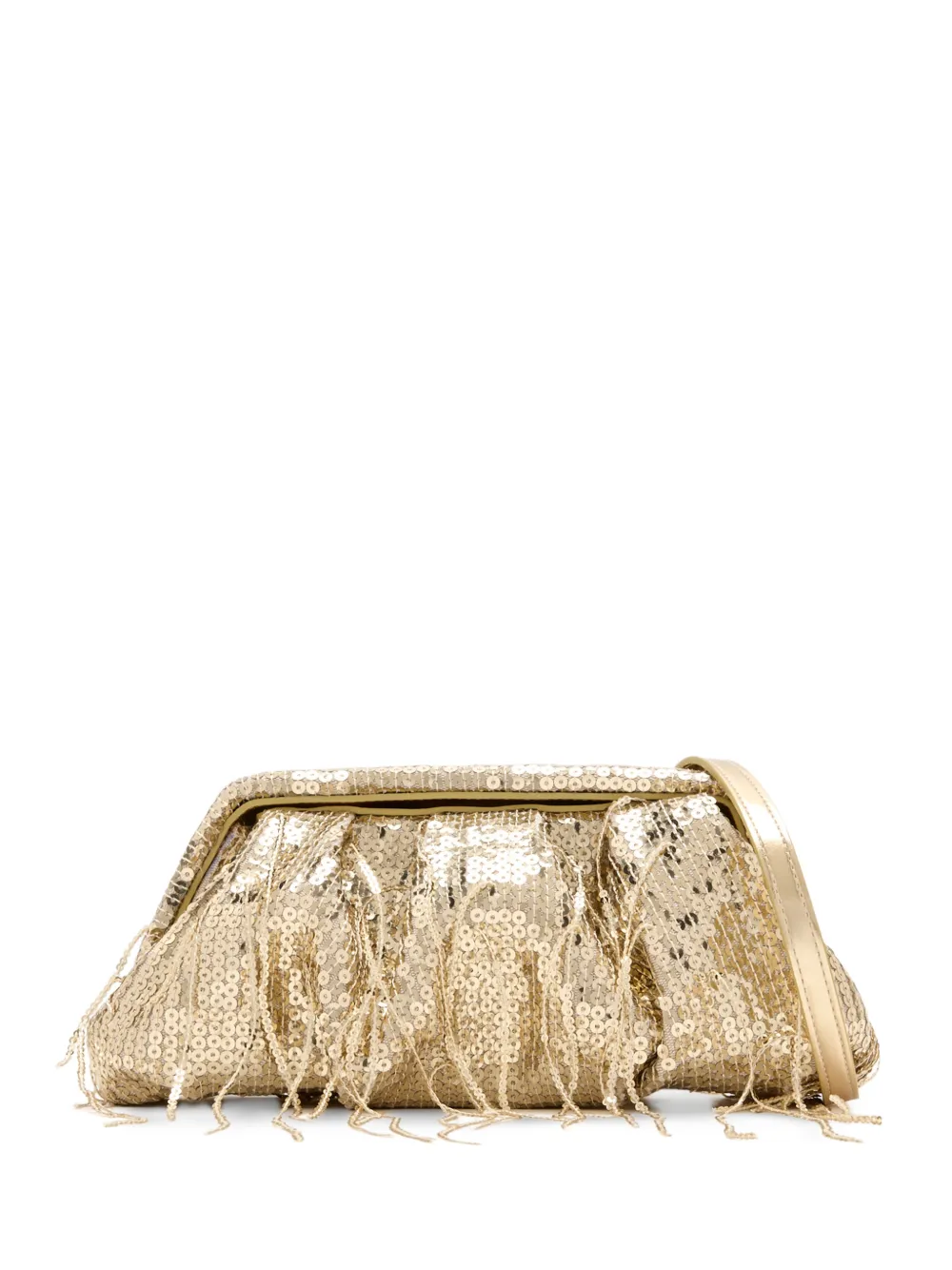 Themoirè Athena fringed sequin-embellished clutch bag - Oro