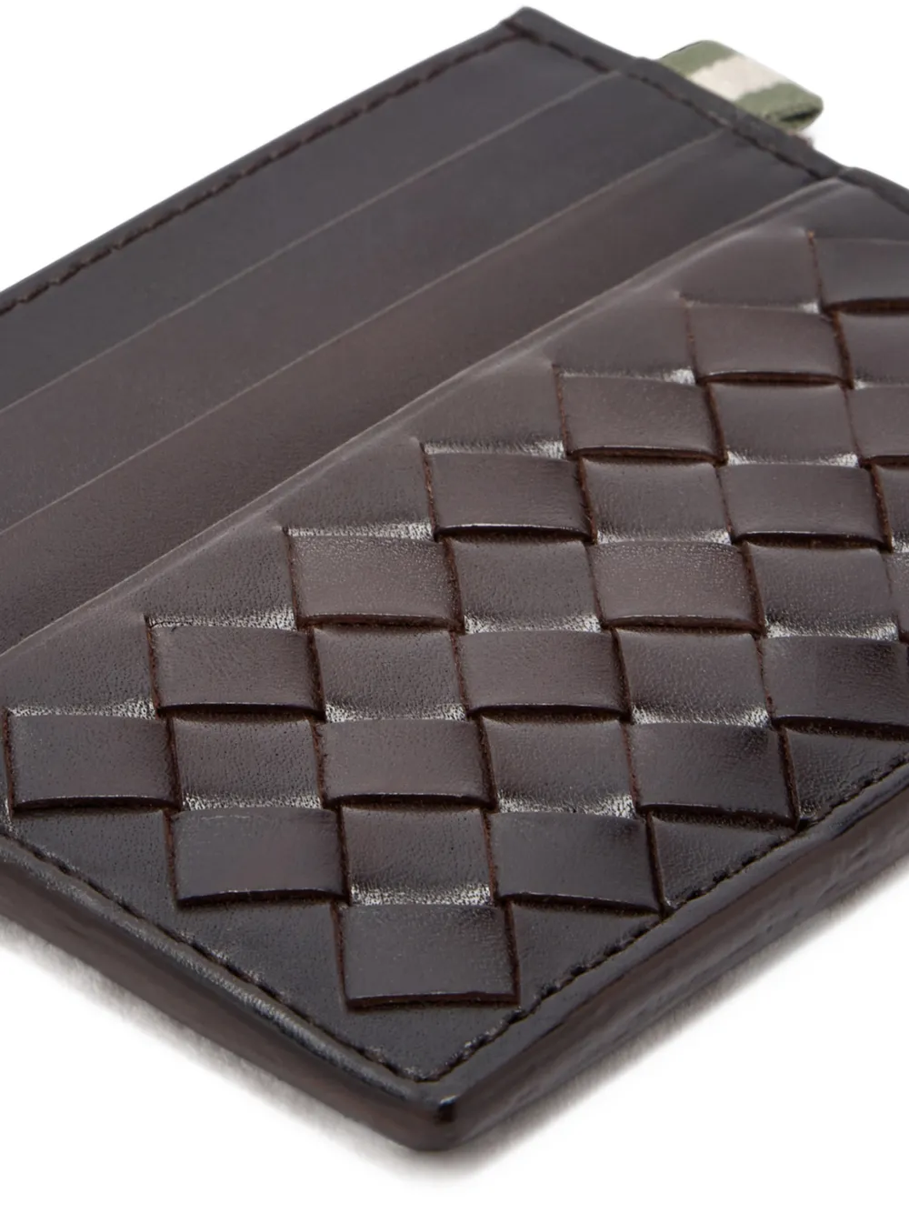 Officine Creative Boudin 122 intreccio leather cardholder Bruin