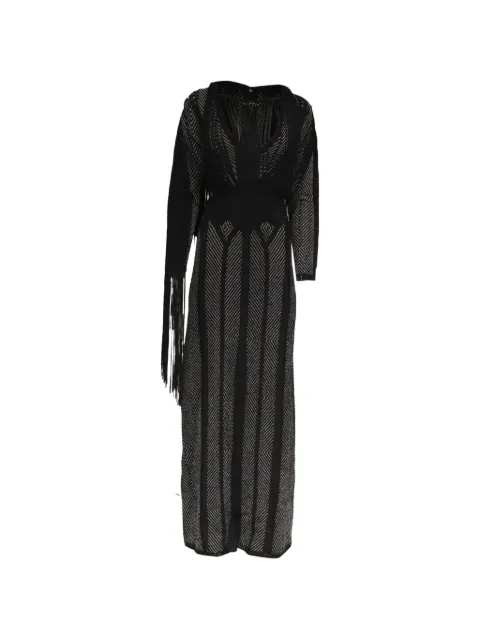 Hervé Léger Pre-Owned fringed long-sleeve dress