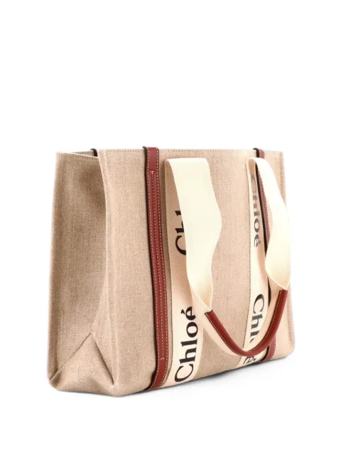Chloé Vintage Woody leather-trim tote bag