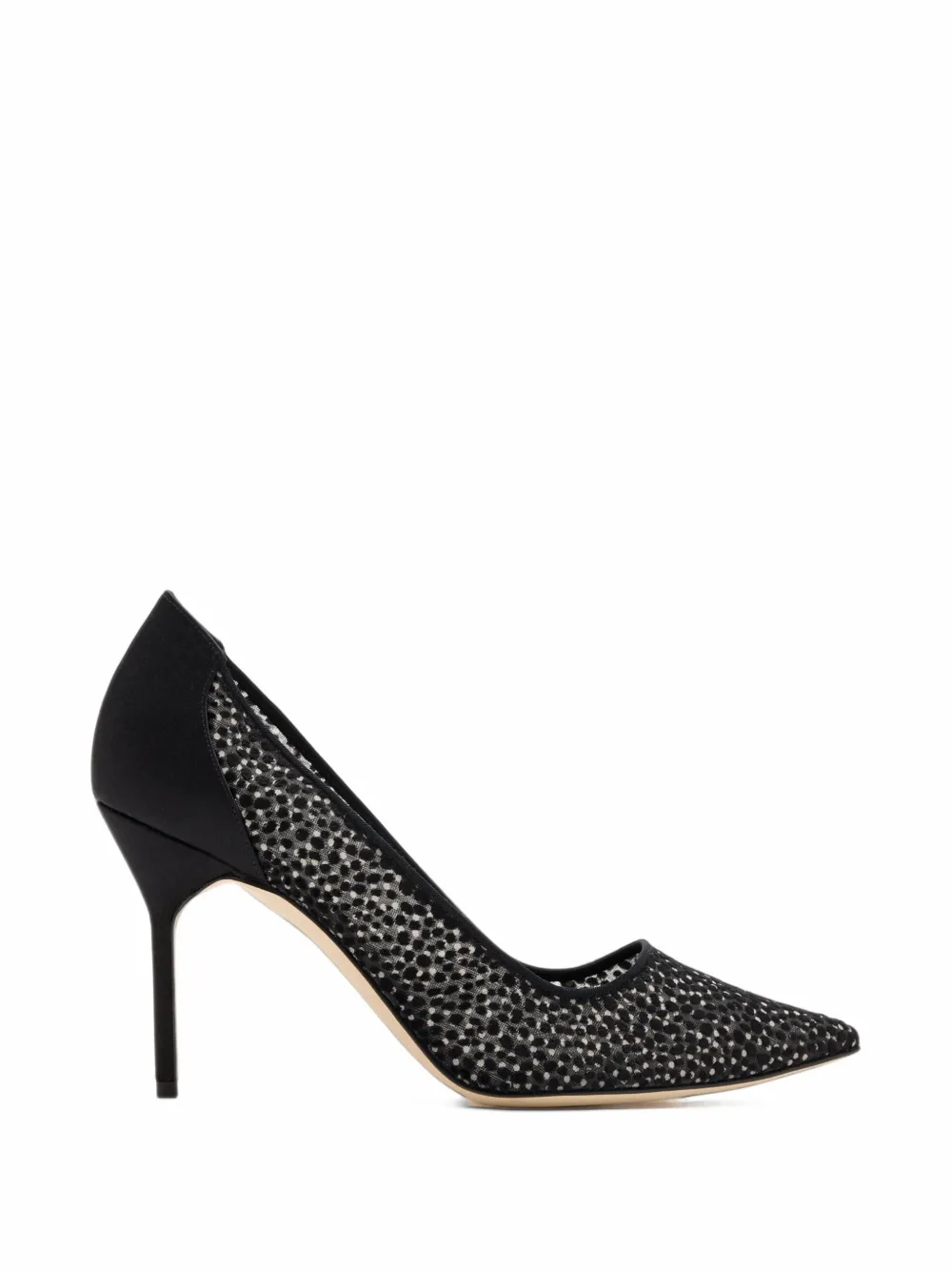 Manolo Blahnik escarpins en tulle floqué - Noir