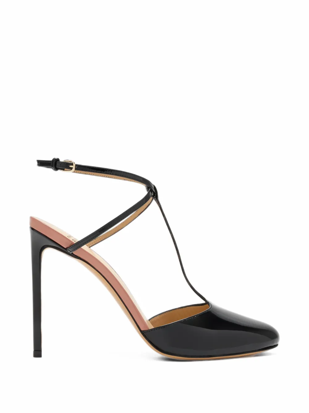 Francesco Russo patent-leather T-bar hell pumps - Schwarz
