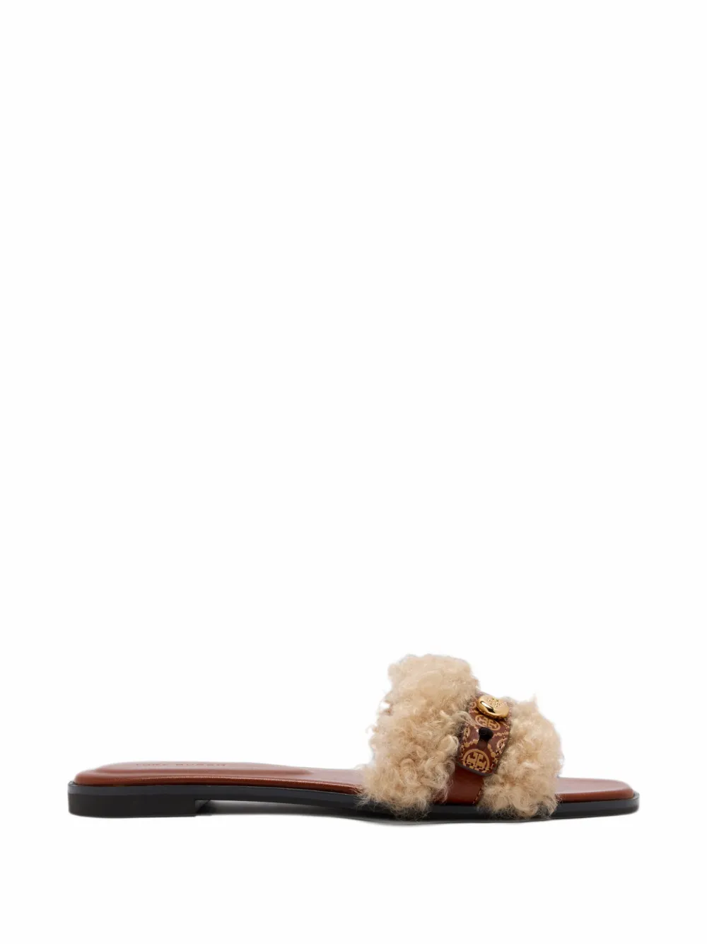 Tory Burch Romy shearling slides - Nude