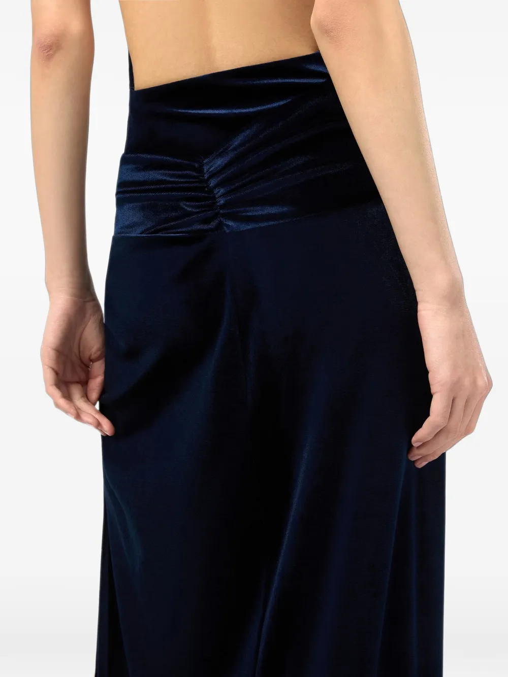 THE ANDAMANE Zohra knot-detail maxi skirt Blauw