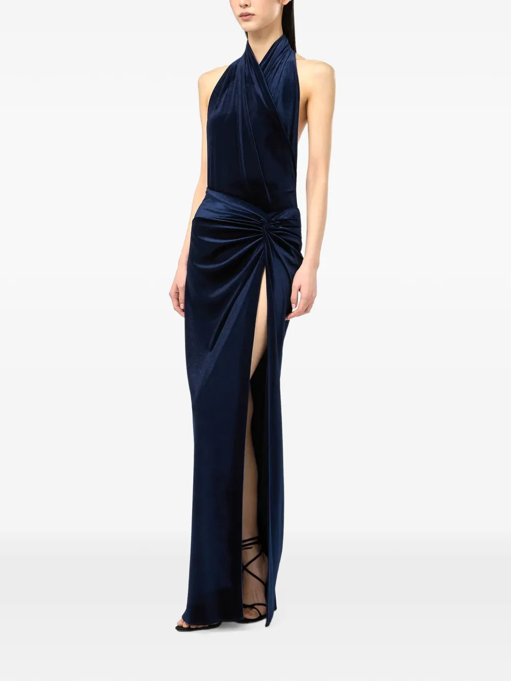 THE ANDAMANE Zohra knot-detail maxi skirt Blauw