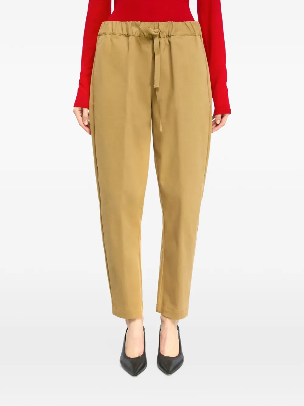 Semicouture Buddy drawstring-waist cotton-gabardine trousers Bruin