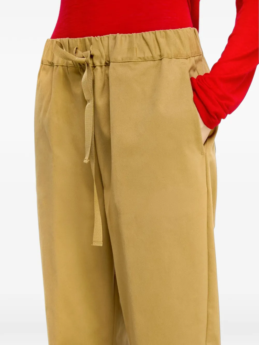 Semicouture Buddy drawstring-waist cotton-gabardine trousers Bruin