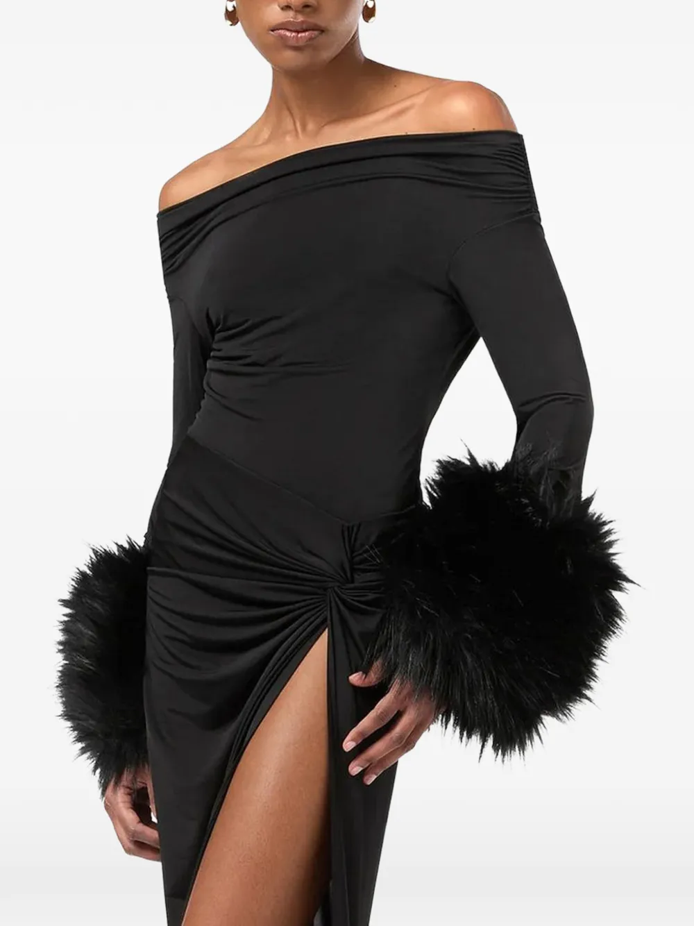 THE ANDAMANE Tyla faux-fur cuff sweater - Nero