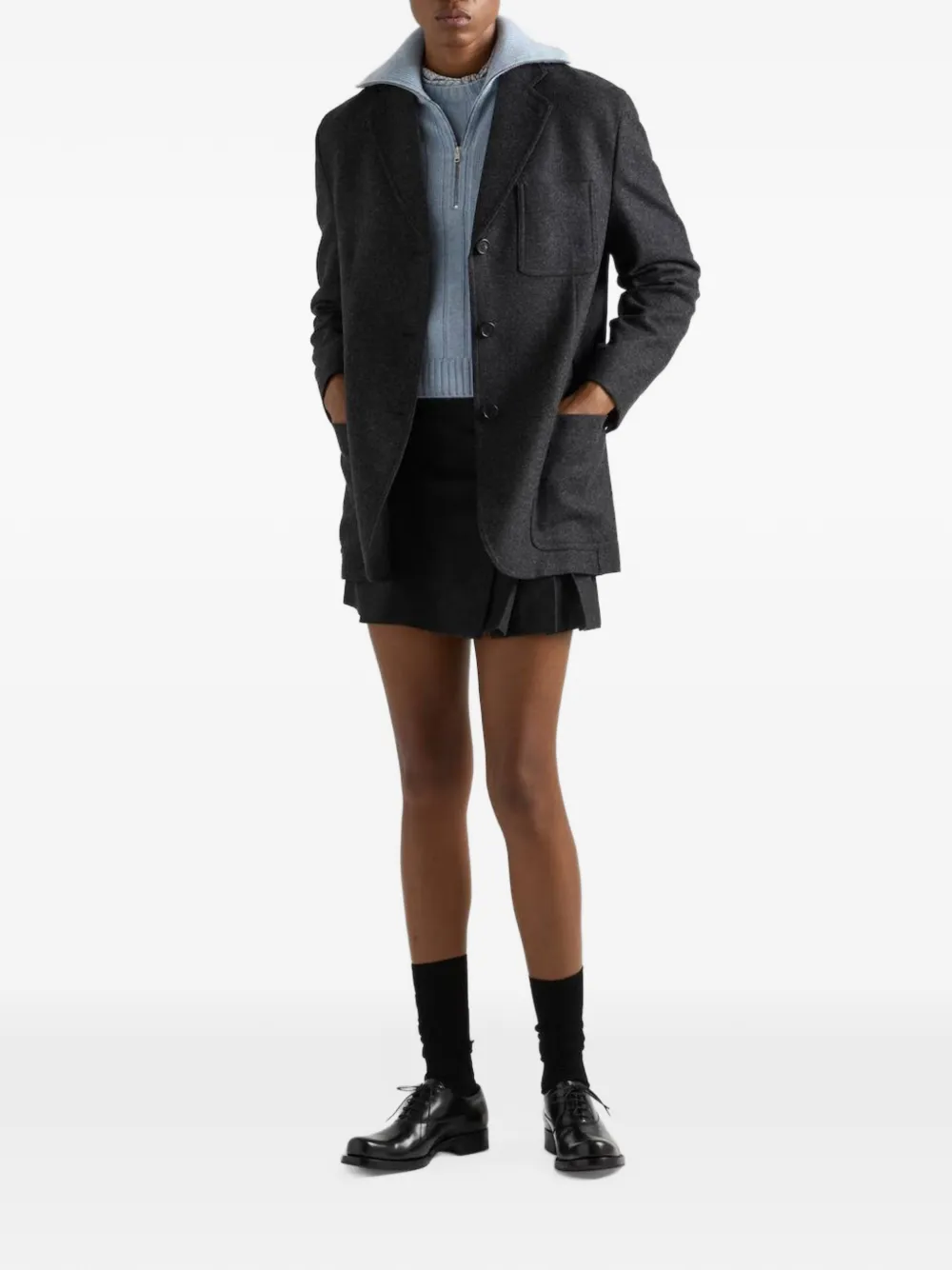 Prada re-wool single-breasted jacket Grijs
