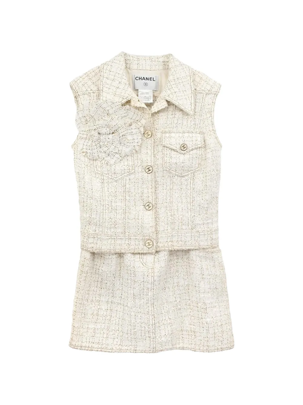 CHANEL Pre-Owned 2001 tweed skirt suit - Toni neutri