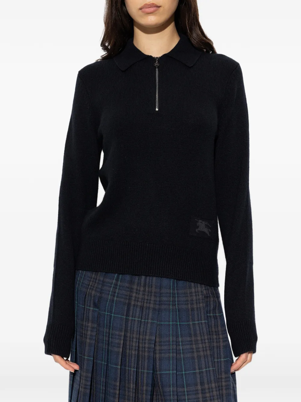 Burberry long-sleeve cashmere polo shirt Zwart