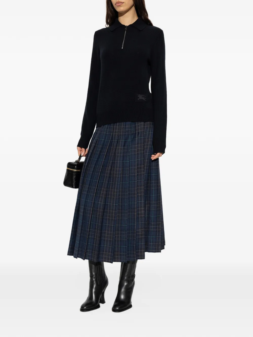 Burberry long-sleeve cashmere polo shirt Zwart