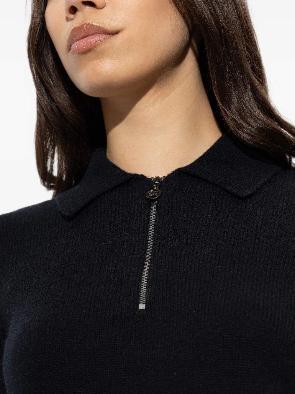 Burberry long-sleeve cashmere polo shirt Zwart