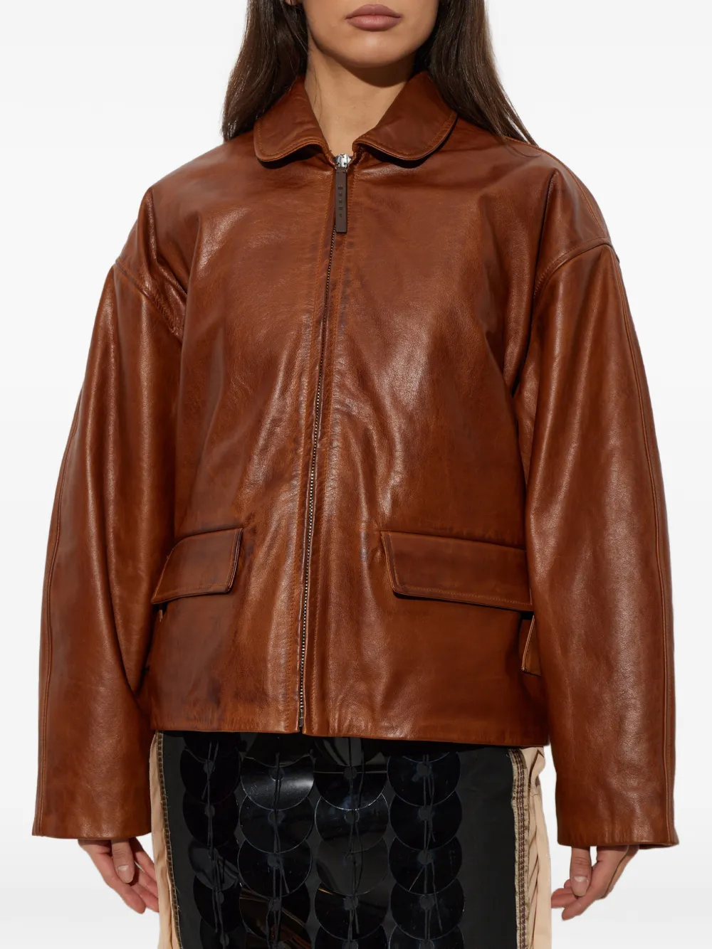 Marni zip-up leather jacket Bruin