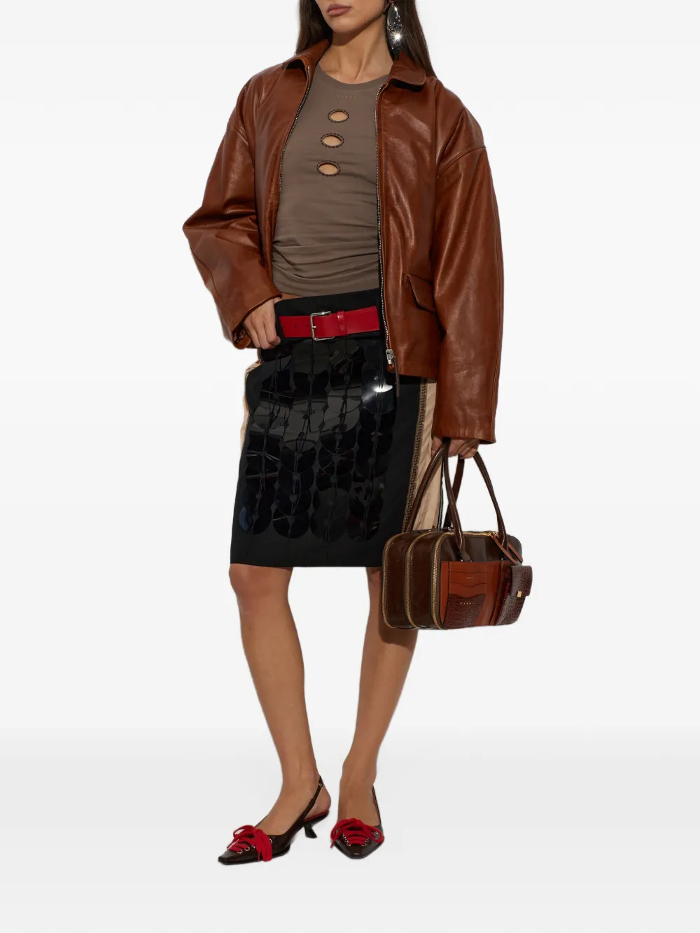 Marni zip-up leather jacket Bruin