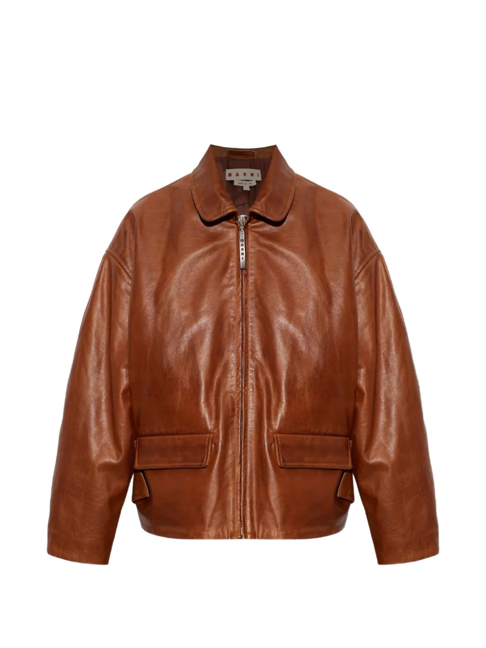 Marni zip-up leather jacket - Brown