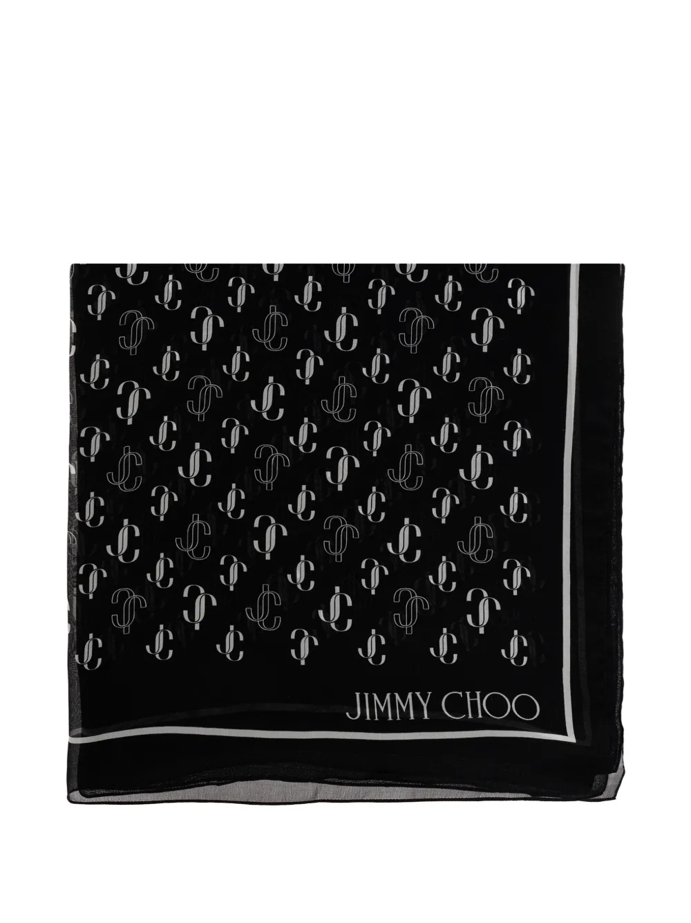 Jimmy Choo JC monogram silk scarf - Nero