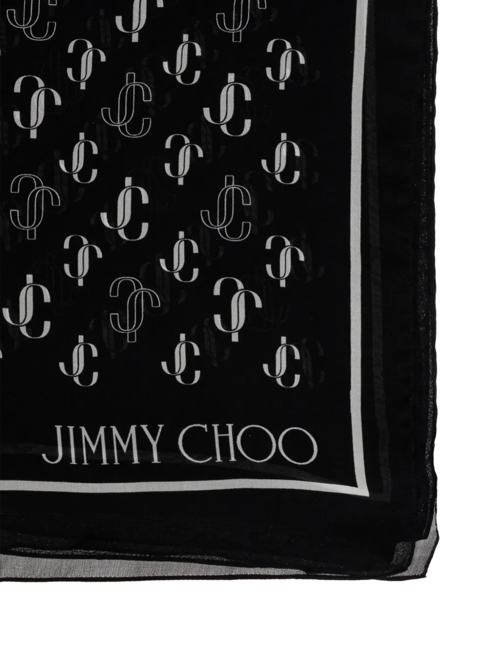 Jimmy Choo JC monogram silk scarf Zwart