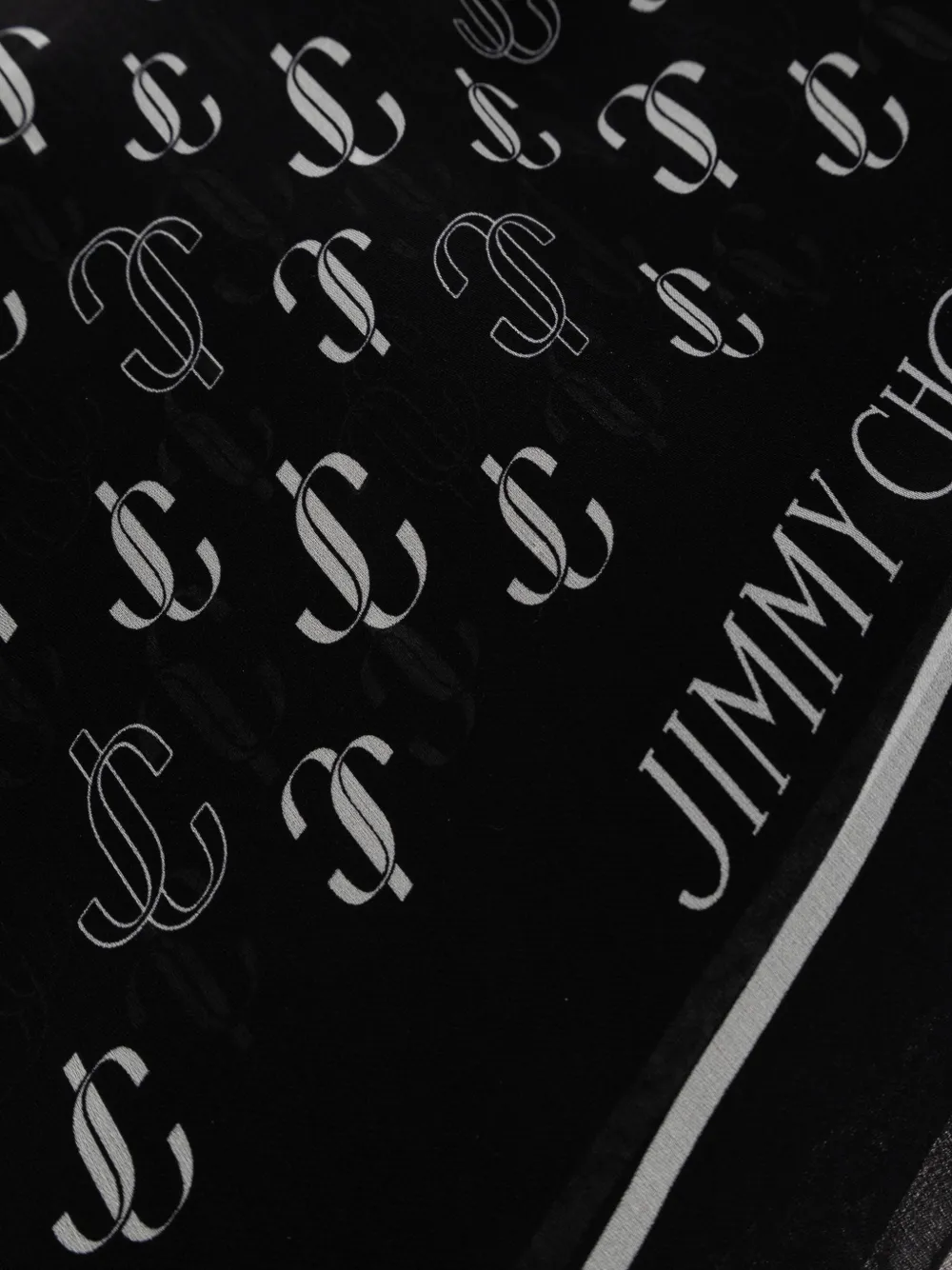 Jimmy Choo JC monogram silk scarf Zwart