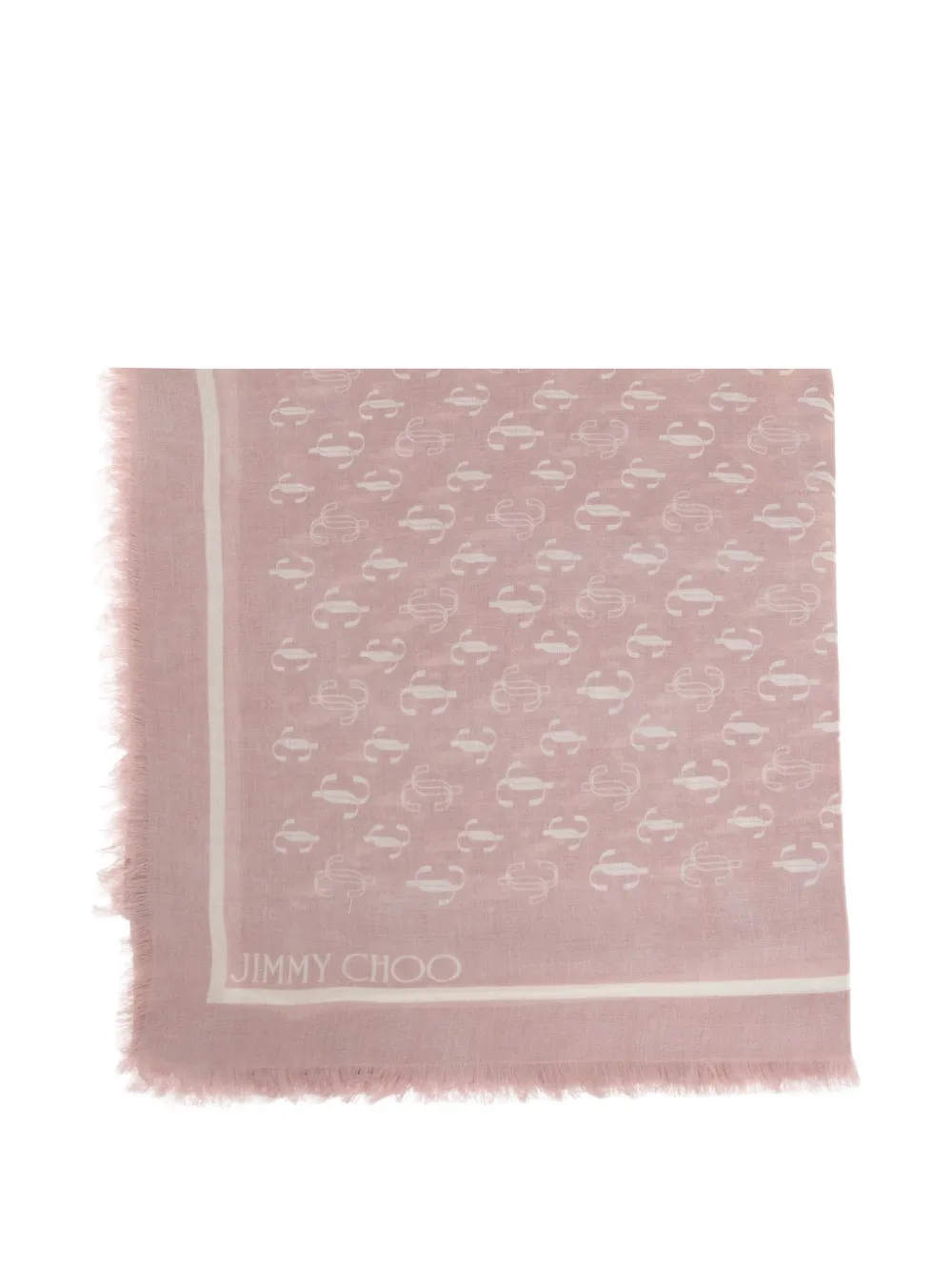 Jimmy Choo monogram-print frayed scarf - Rosa