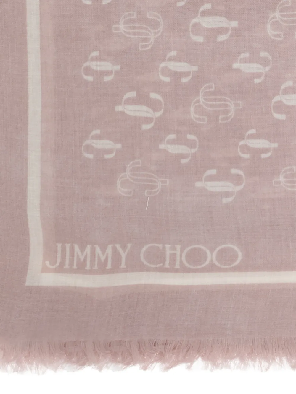 Jimmy Choo monogram-print frayed scarf Roze