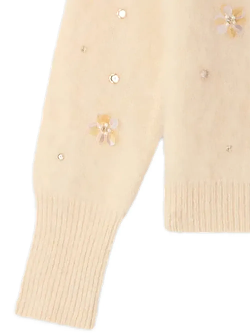 Bonpoint Méline sequin-embellished floral-appliqué cardigan Beige