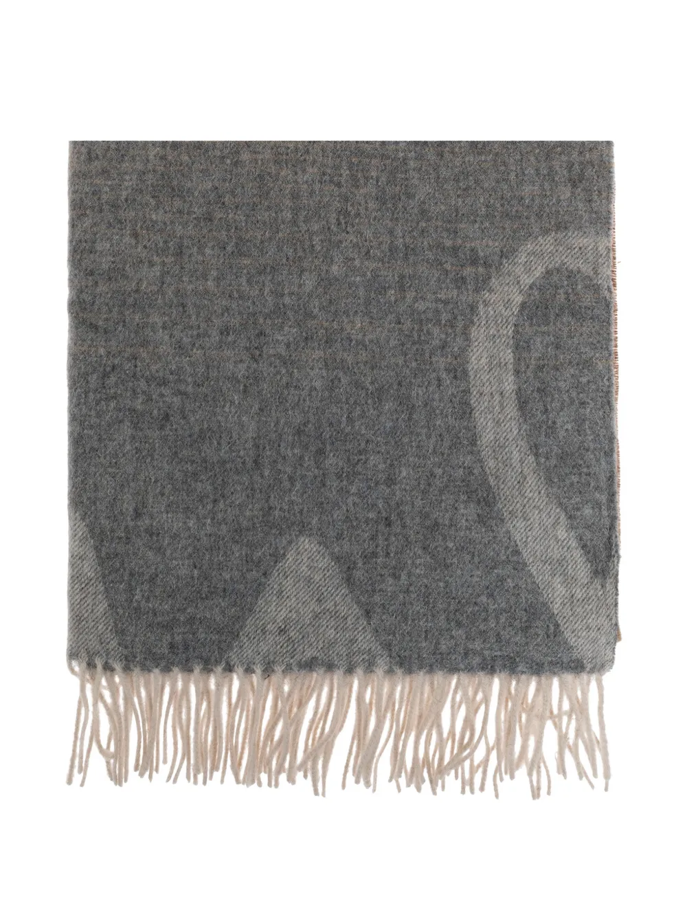 Paul Smith logo-intarsia fringed scarf Grijs