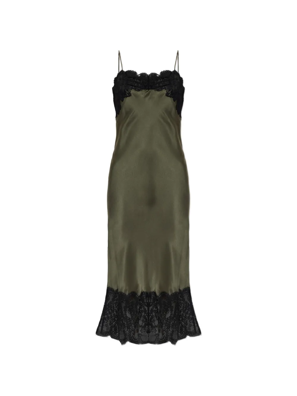 IRO lace-trim silk midi dress Groen