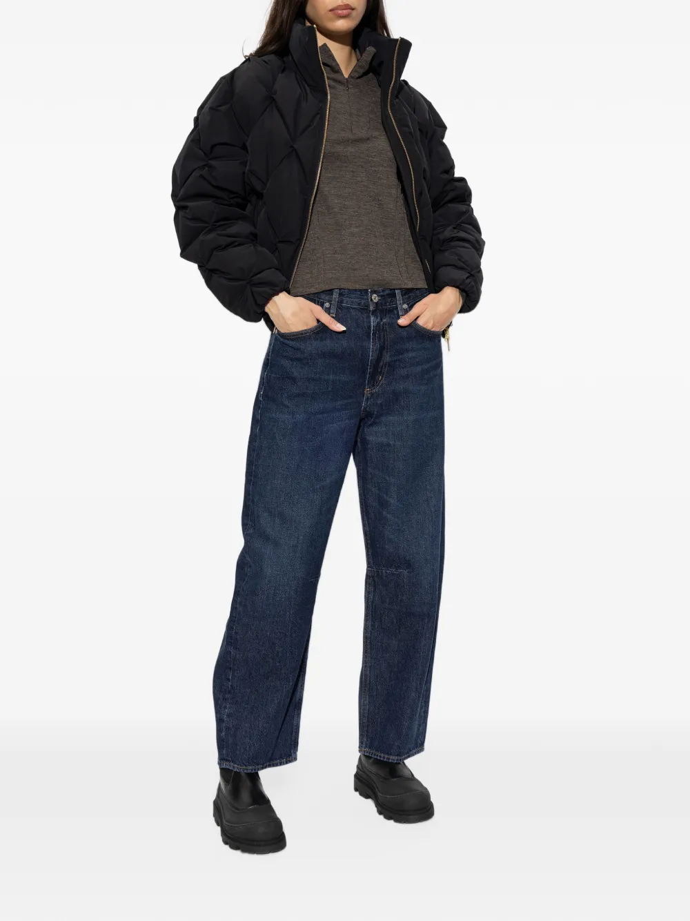 Moose Knuckles quilted stand-up collar jacket Zwart