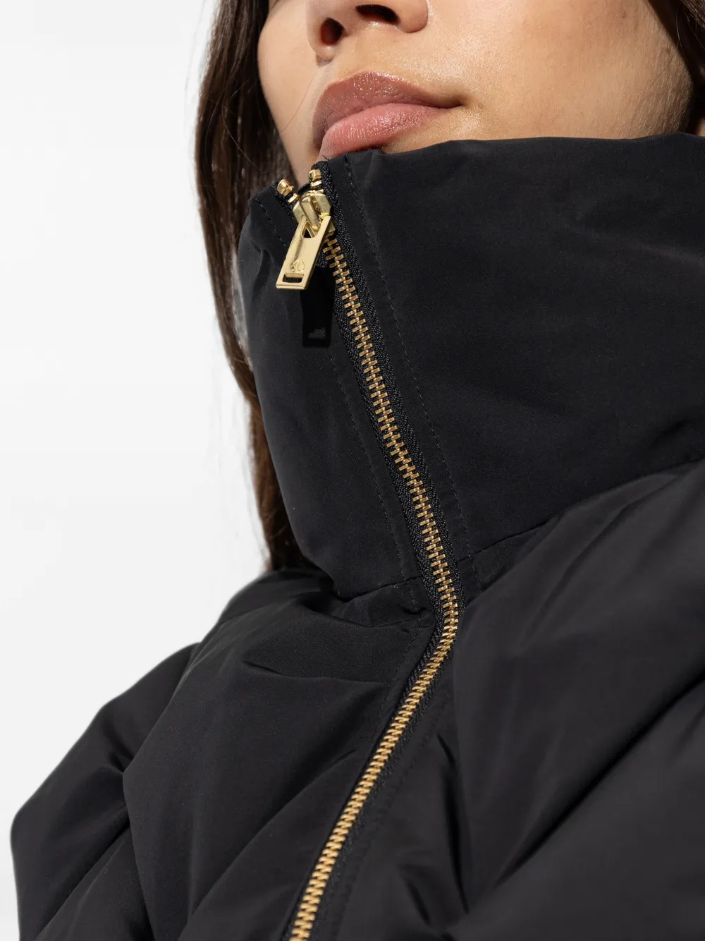 Moose Knuckles quilted stand-up collar jacket Zwart