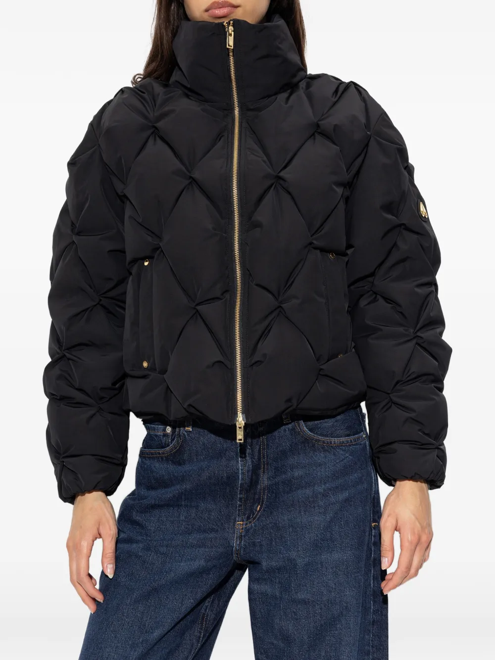Moose Knuckles quilted stand-up collar jacket Zwart