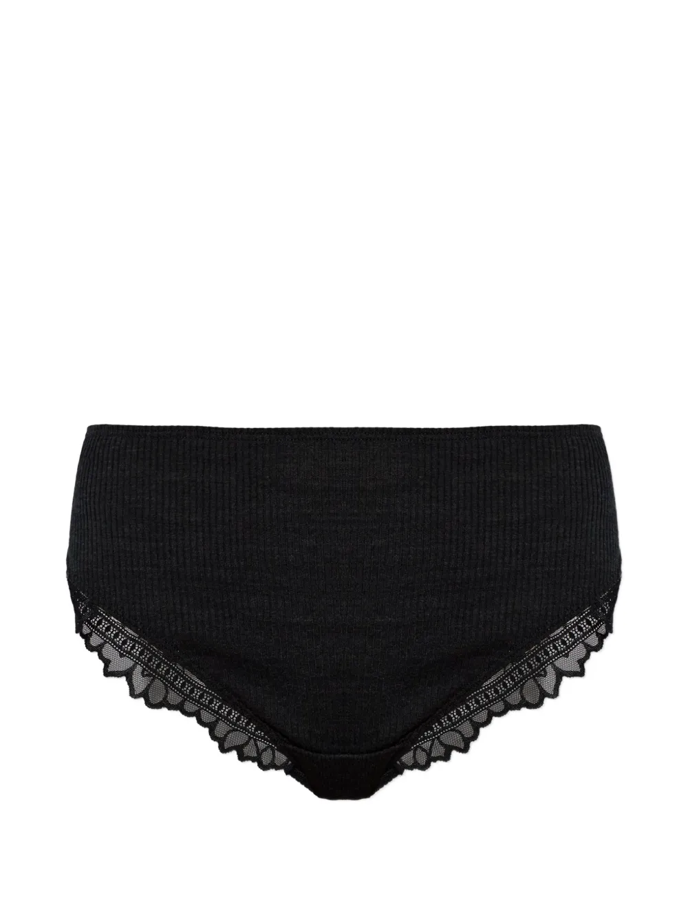 Hanro Marcia ribbed lace-trim briefs - Nero