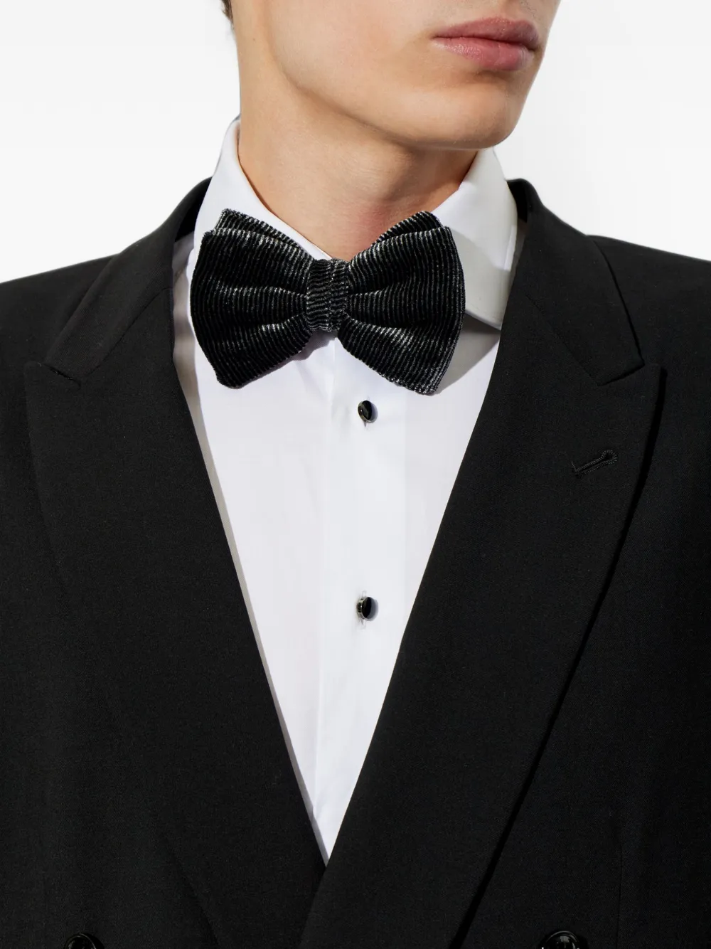Giorgio Armani velvet ribbed bow tie Grijs