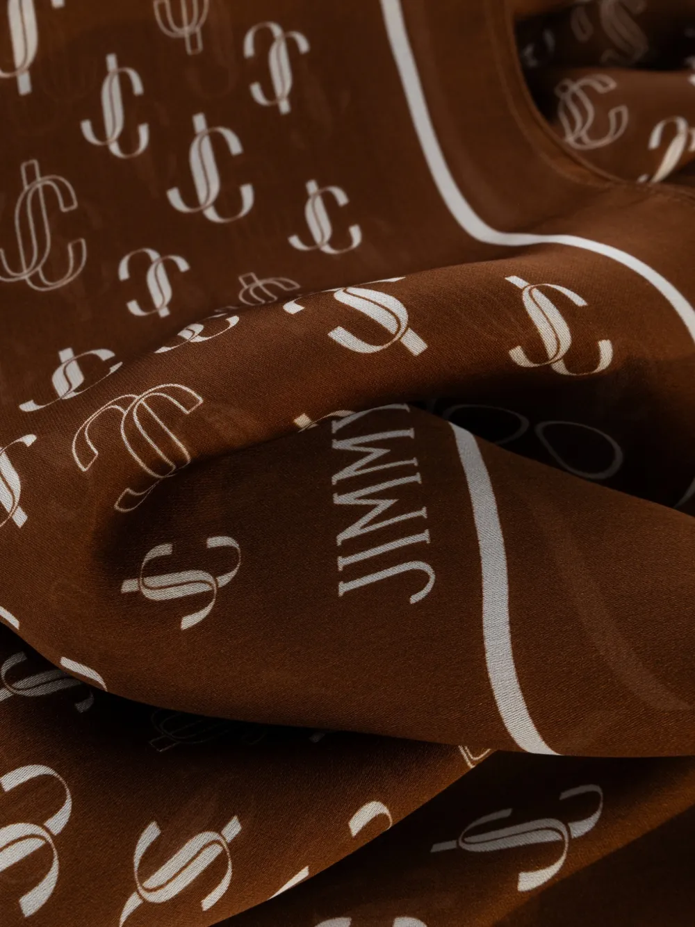 Jimmy Choo JC monogram silk scarf Bruin