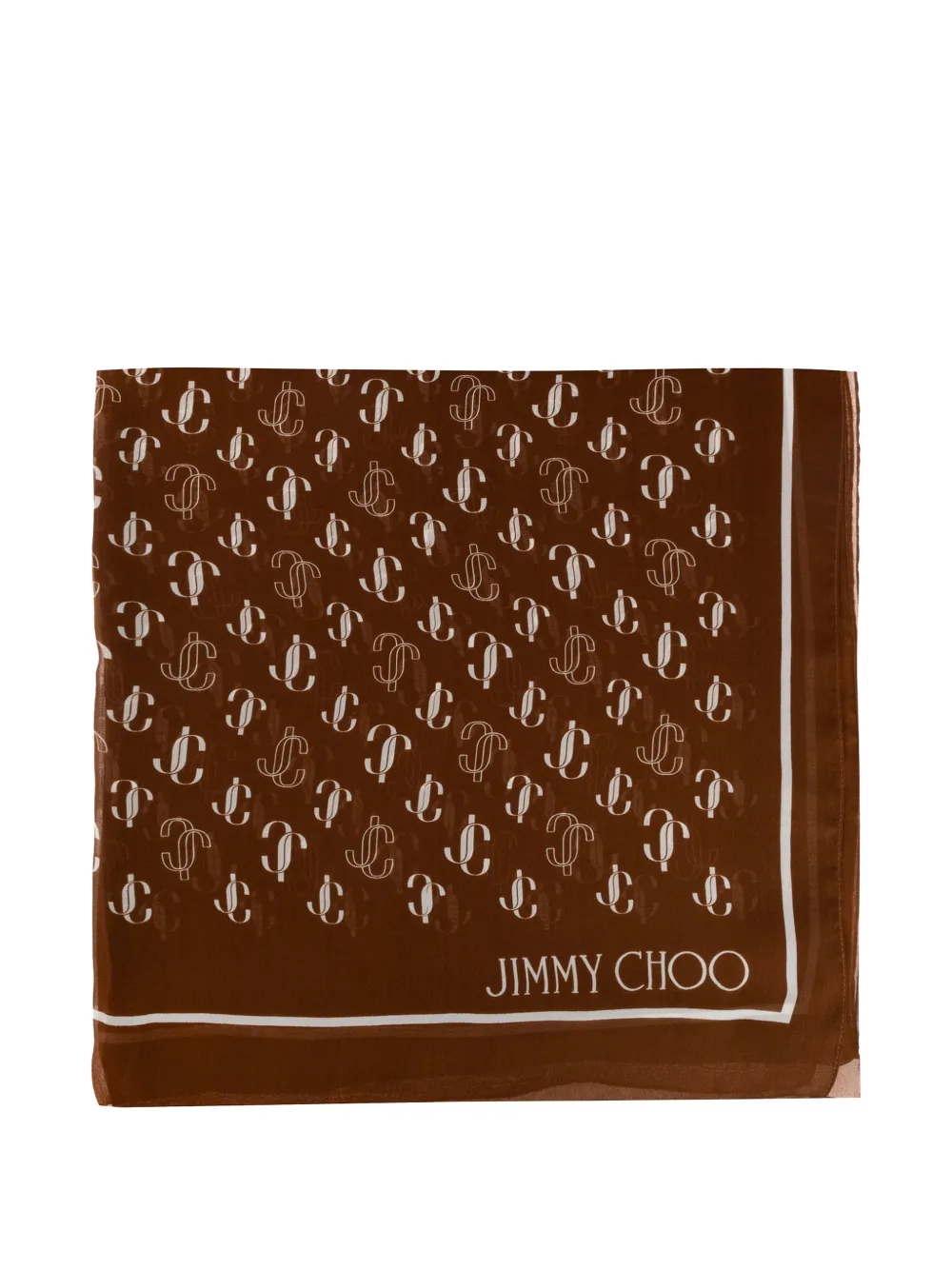 Jimmy Choo JC monogram silk scarf - Marrone