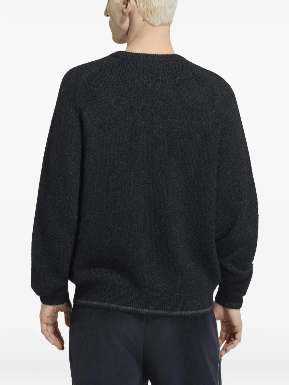 adidas 3-Stripes fluffy-knit crew sweatshirt Zwart