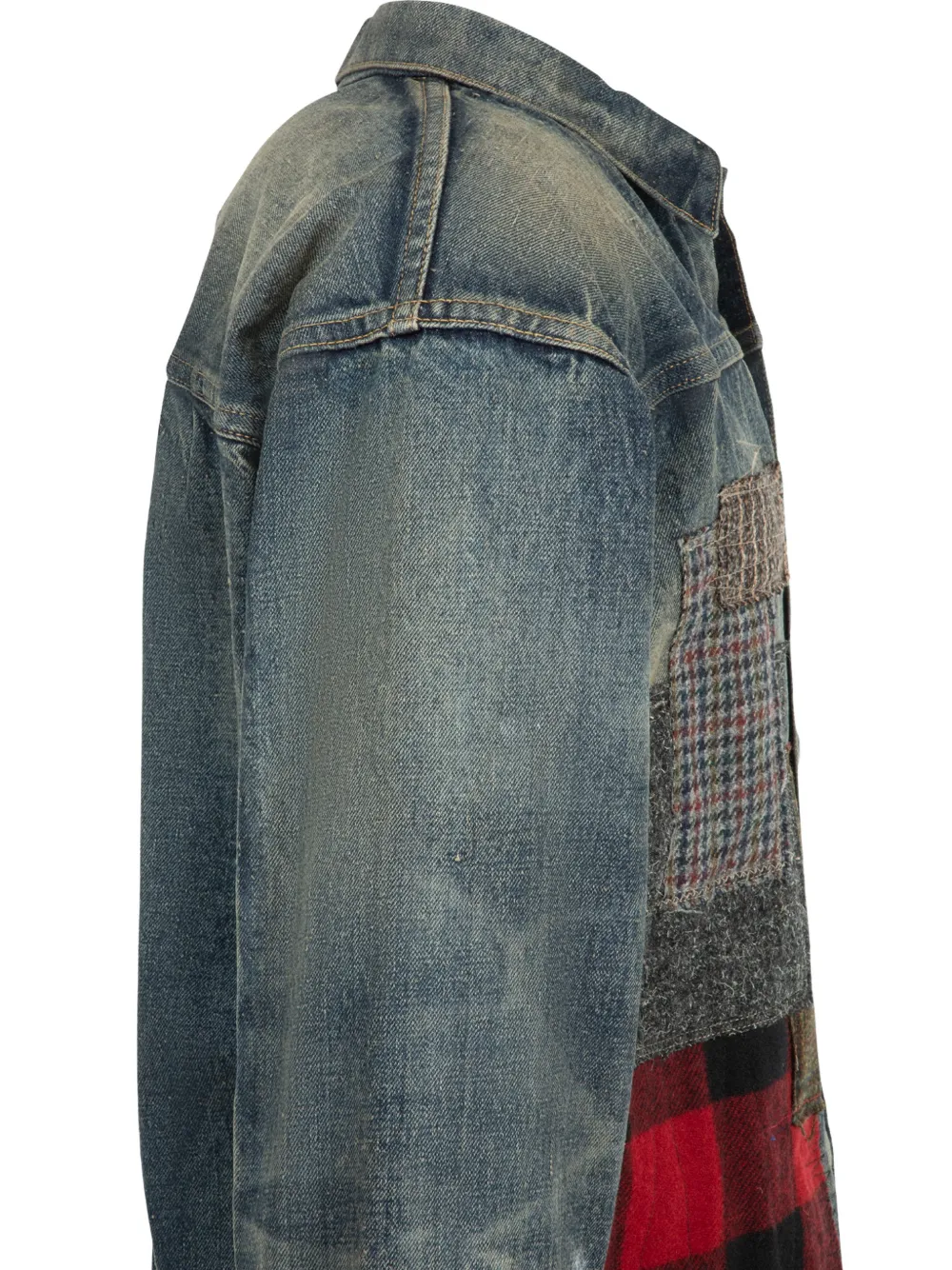 Junya Watanabe MAN x New Manual patchwork denim jacket Blauw