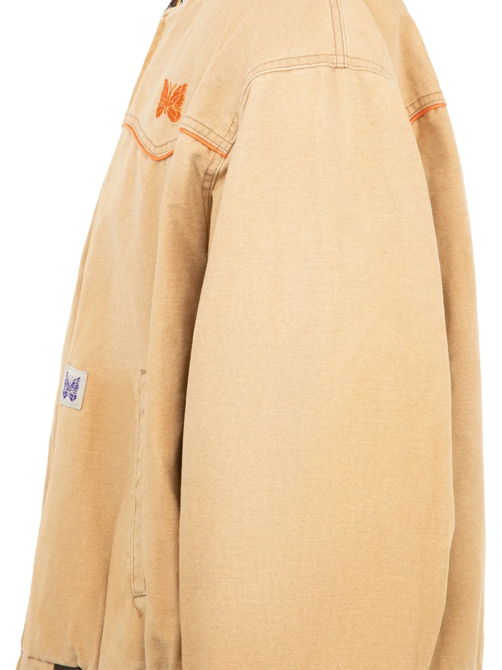 Needles Loose B.B. butterfly-embroidered sulfur-dyed jacket Beige