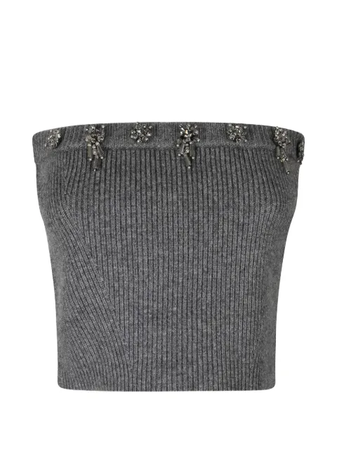 Isabelle Blanche crystal-embellished ribbed tube top