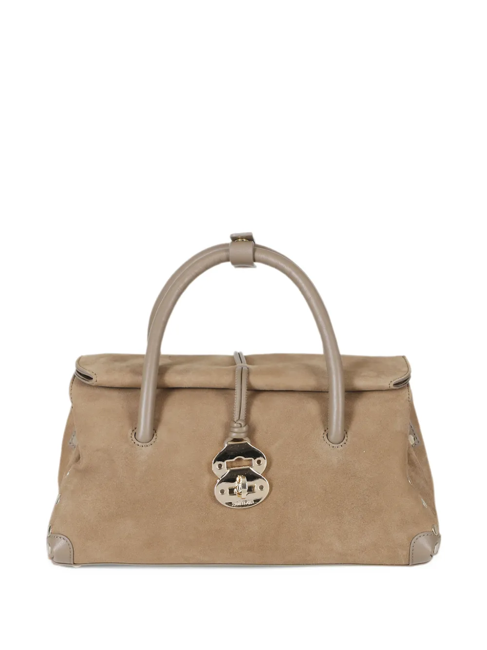 Zanellato S Dotta stud-embellished leather-trim totebag - Verde