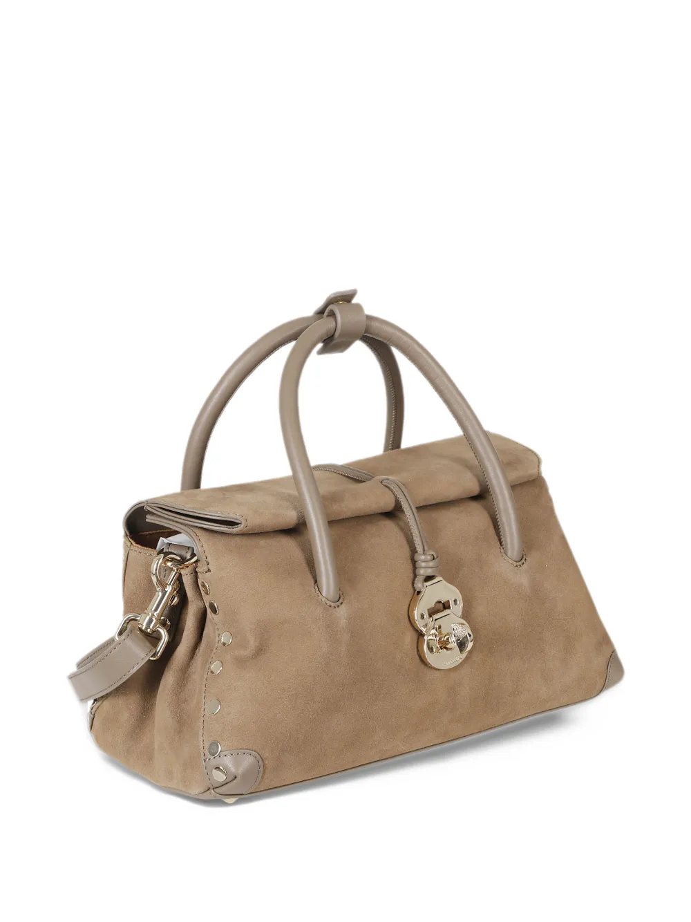 Zanellato S Dotta stud-embellished leather-trim totebag Groen