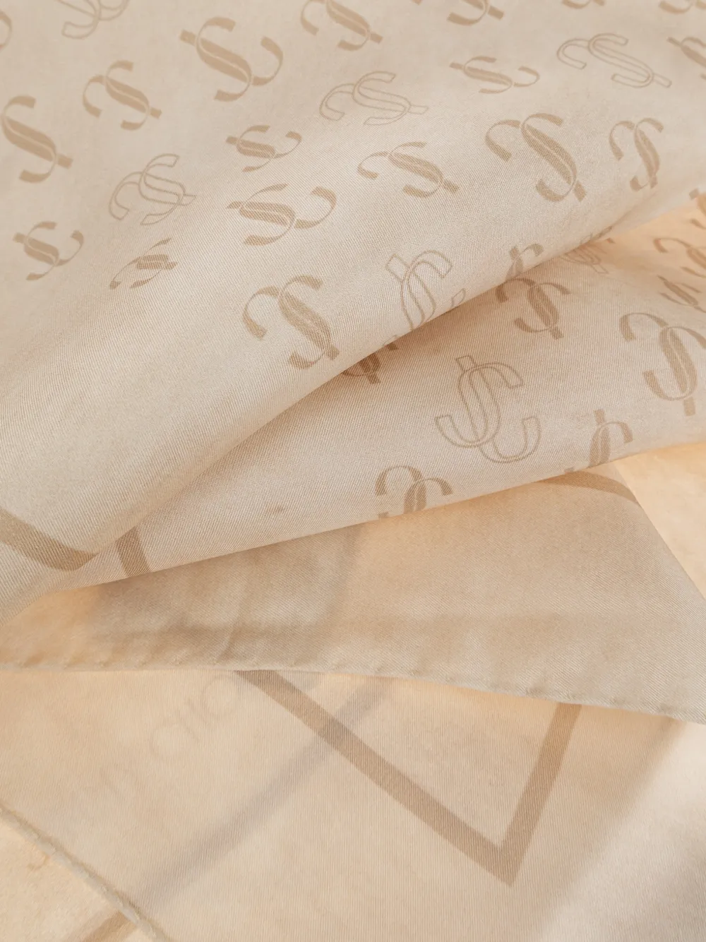 Jimmy Choo monogram-print silk scarf Beige