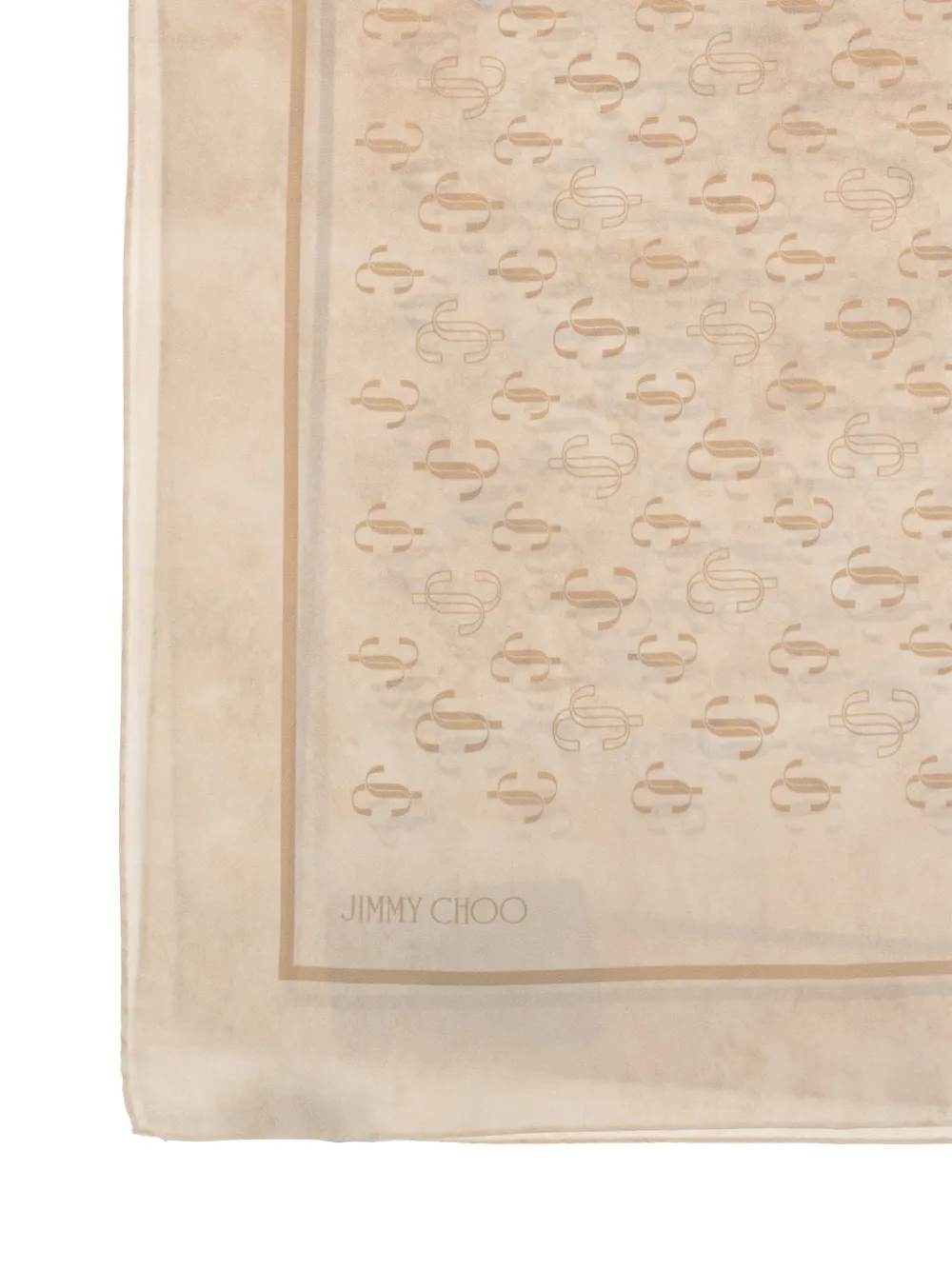 Jimmy Choo monogram-print silk scarf Beige