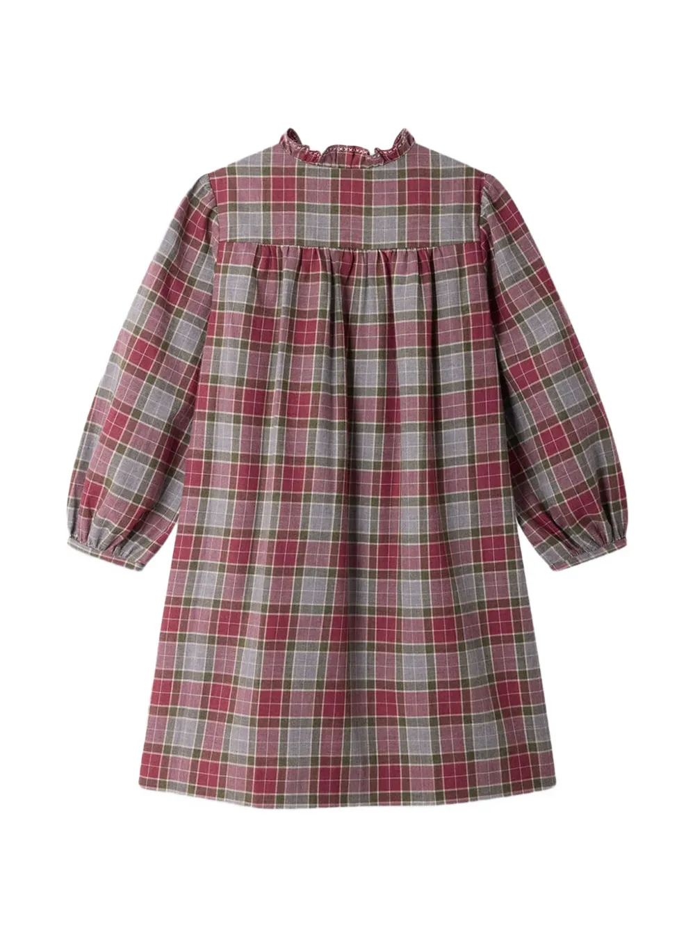 Bonpoint Maddalina smocked check dress Rood