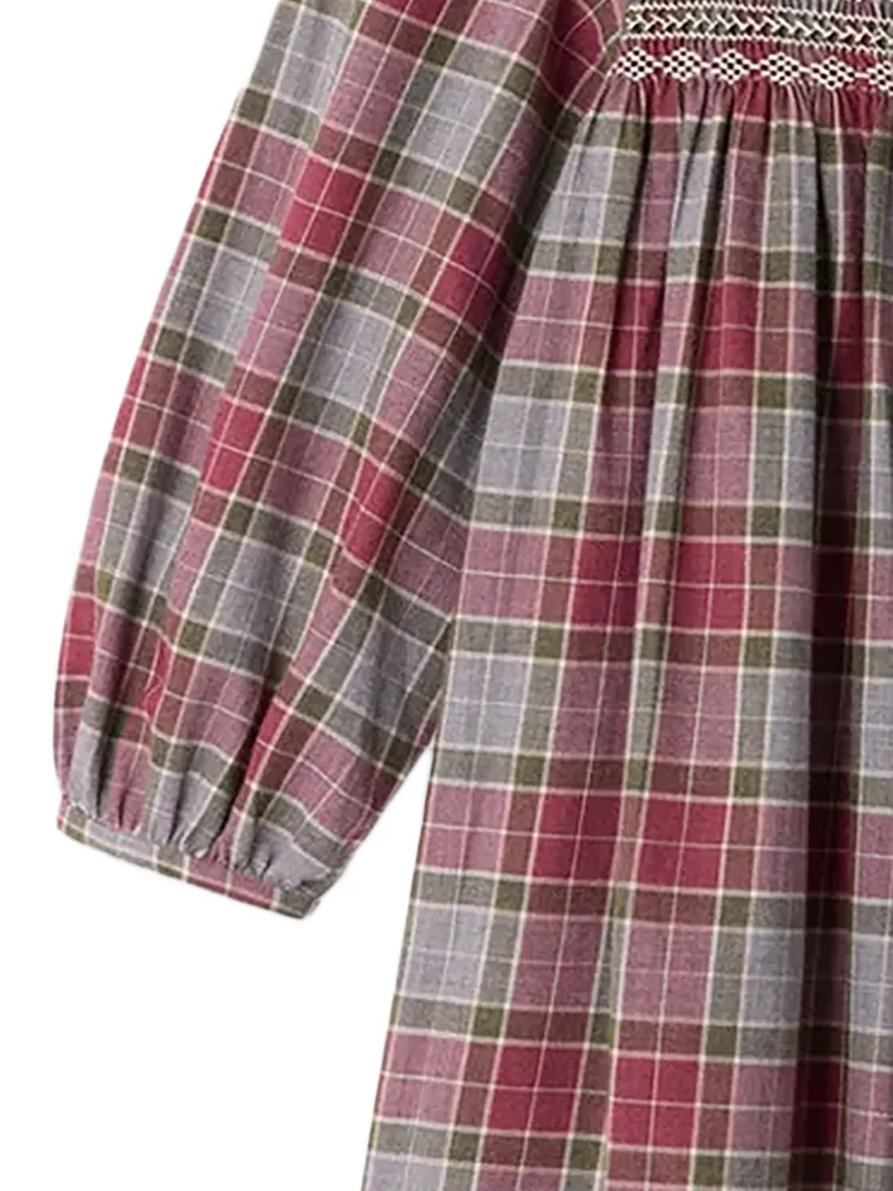 Bonpoint Maddalina smocked check dress Rood