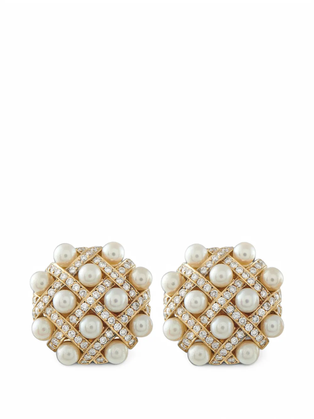 CHANEL Pre-Owned Baroque pearl and diamond earrings - Gold