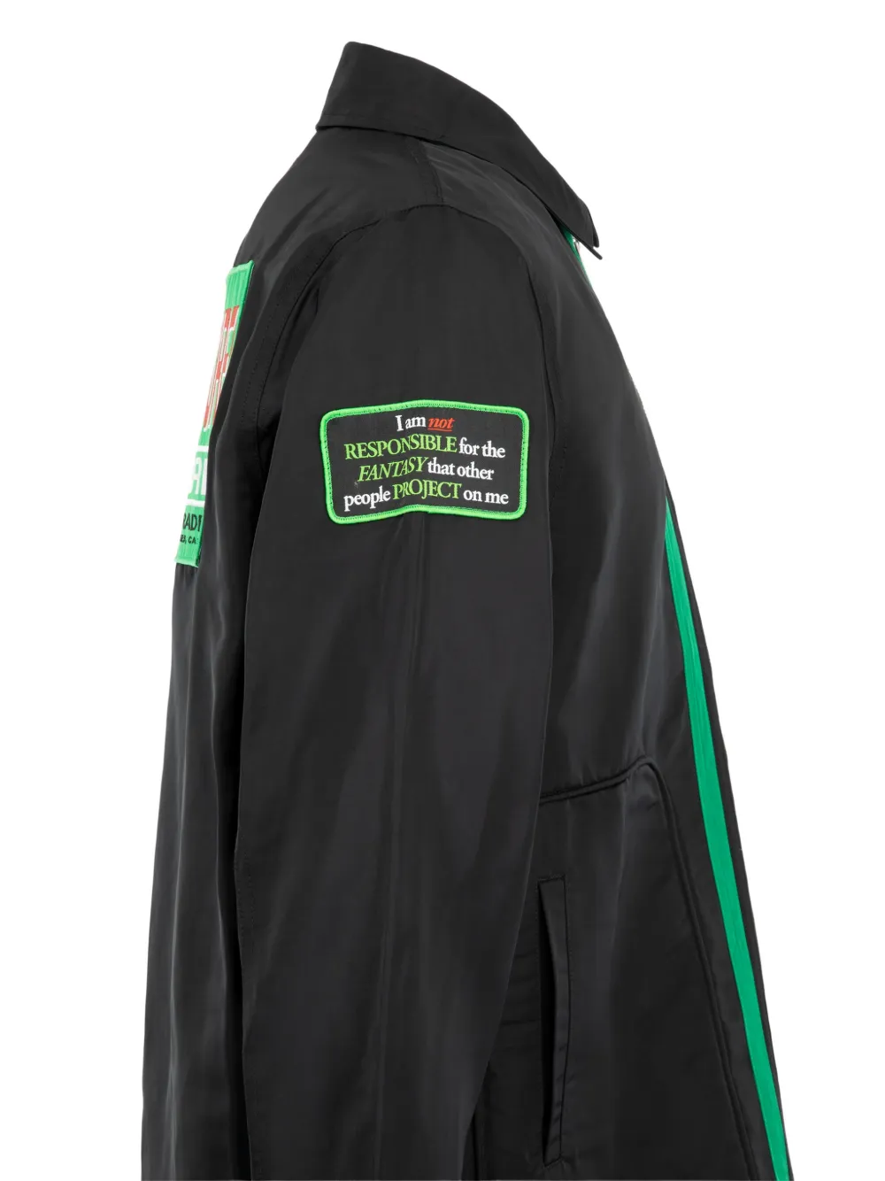Pleasures Records patch-detail striped jacket Zwart