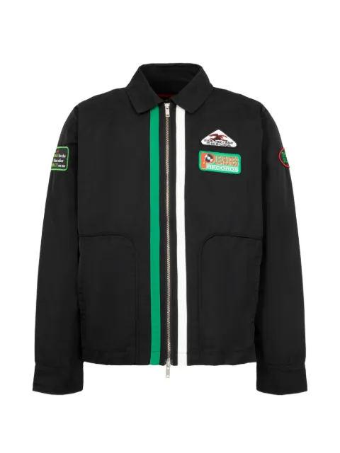 Pleasures Records patch-detail striped jacket