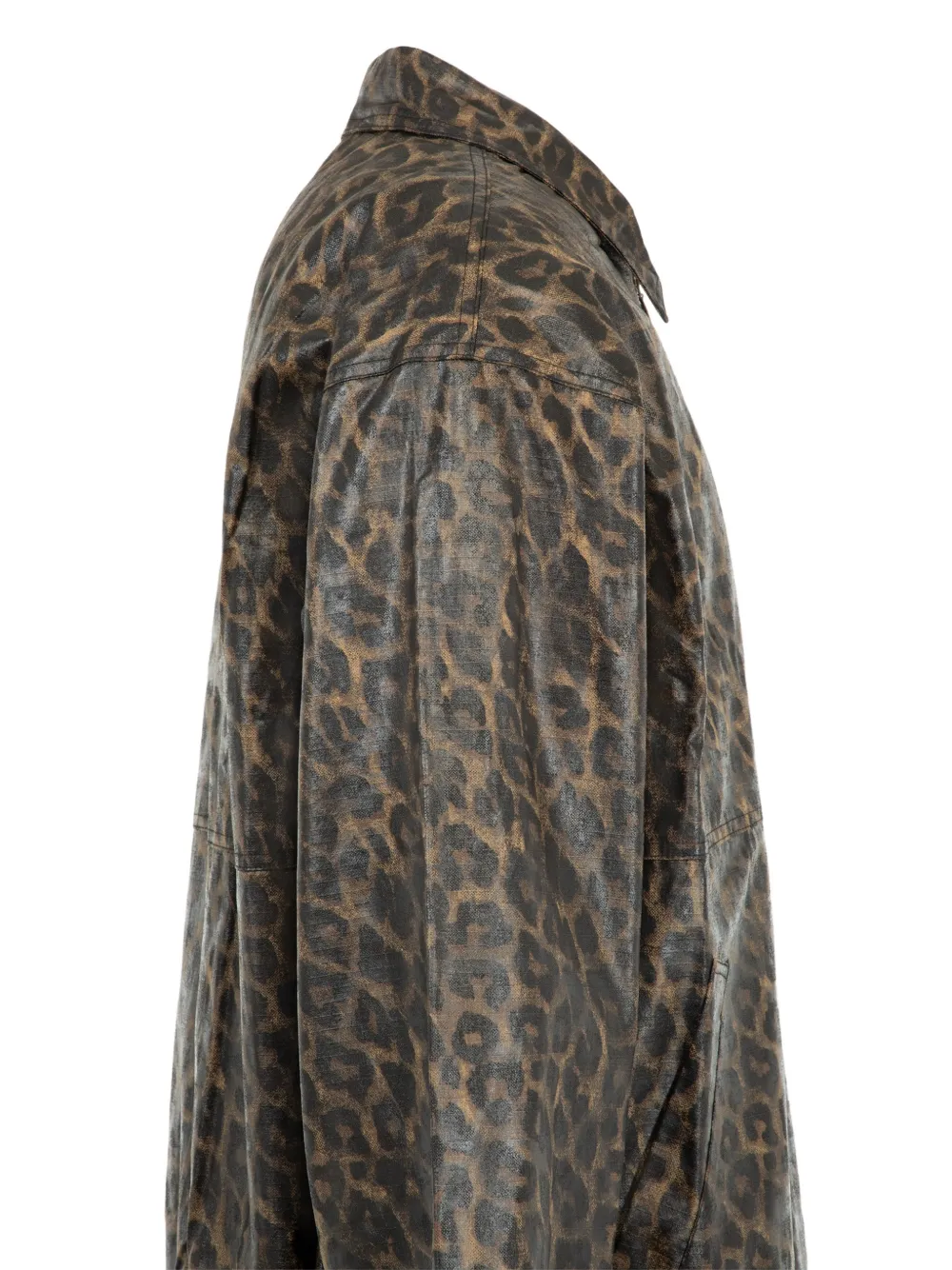 Pleasures leopard-print waxed jacket Bruin
