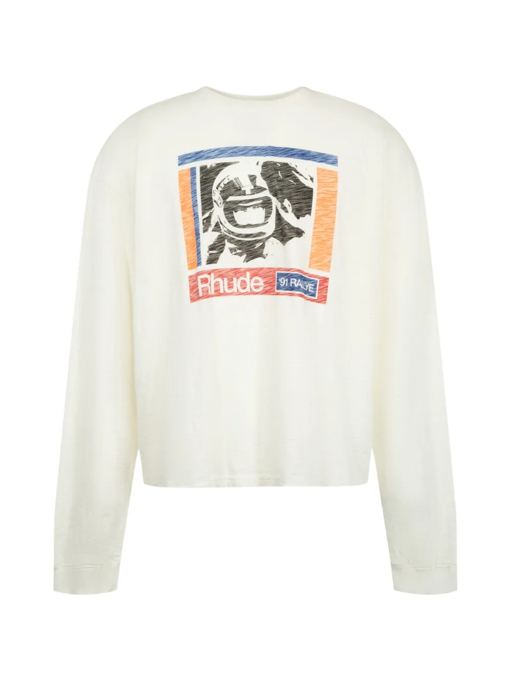 RHUDE Helmethead Rallye ls slub tee - Bianco